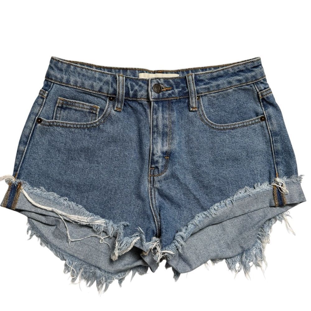 Hidden Jeans Finn Fray Denim Shorts High Rise Distressed Cutoff M